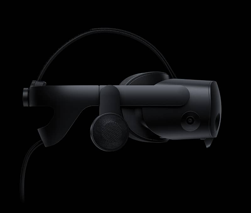 Close up of the HP Reverb G2 Omnicept Edition VR headset from the side